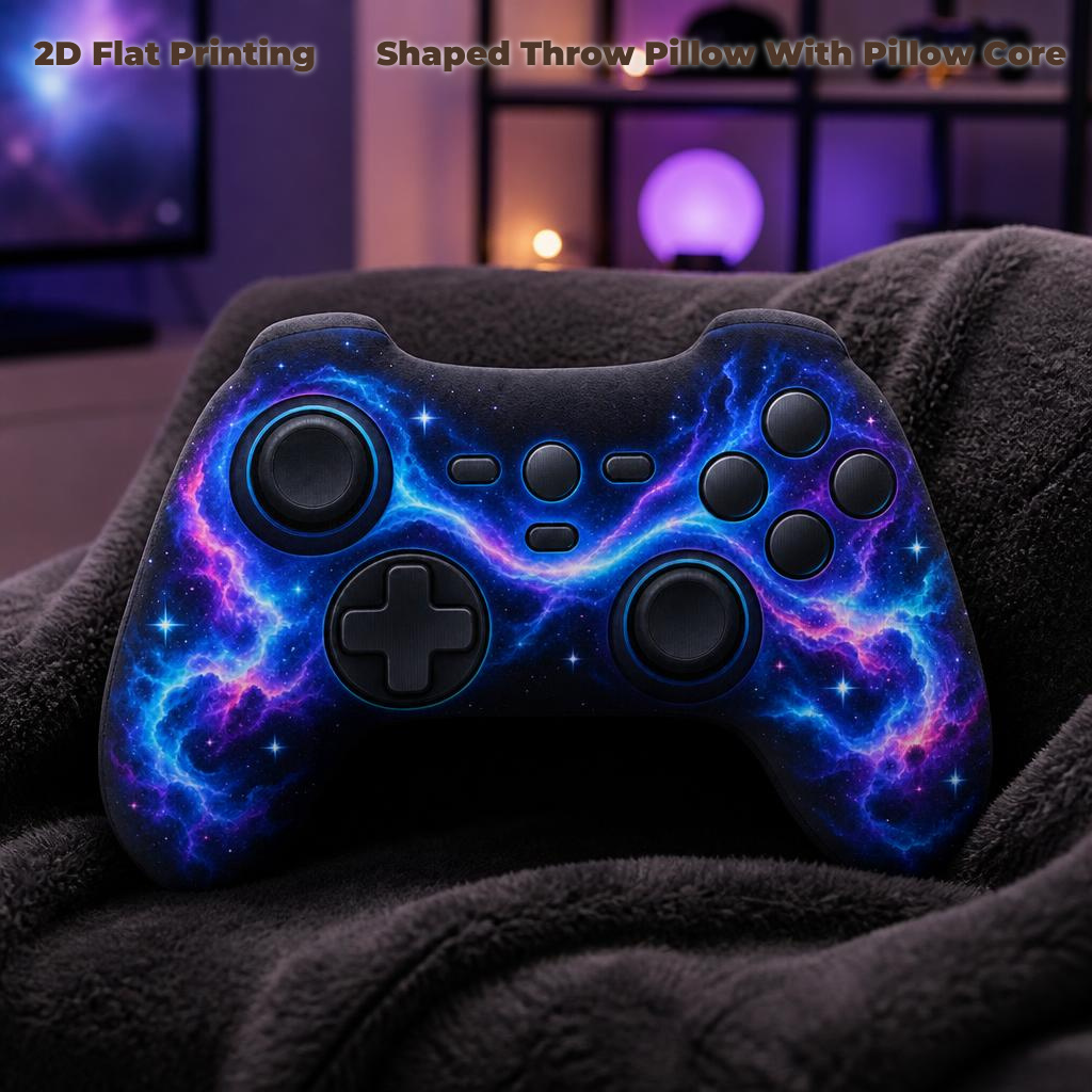 TEMU Coussin Décoratif en Peluche de Contrôleur de Jeu Étoiles Gaming, Impression Plate 2D, Coussin Cadeau Chambre Canapé Décoration Fête