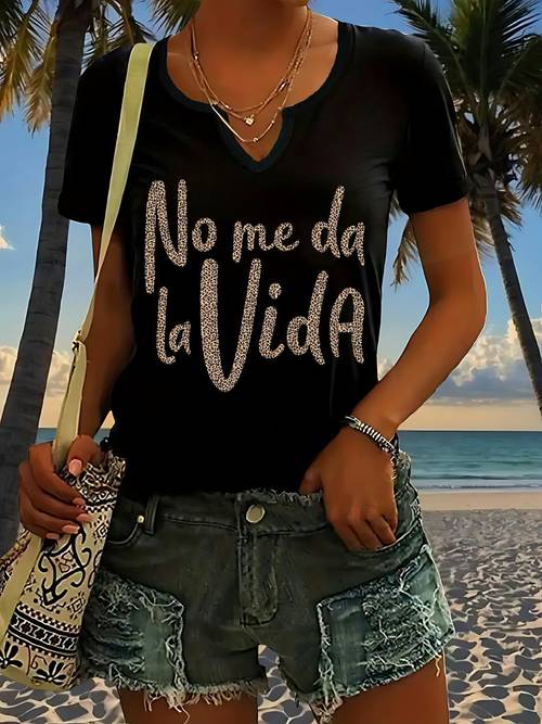 ly26021123 leopard patterned da text print womens v neck t shirts v neck short sleeved t shirts summer t shirt for spring summer autumn womens fashion clothing for casual attire standard size codes b9