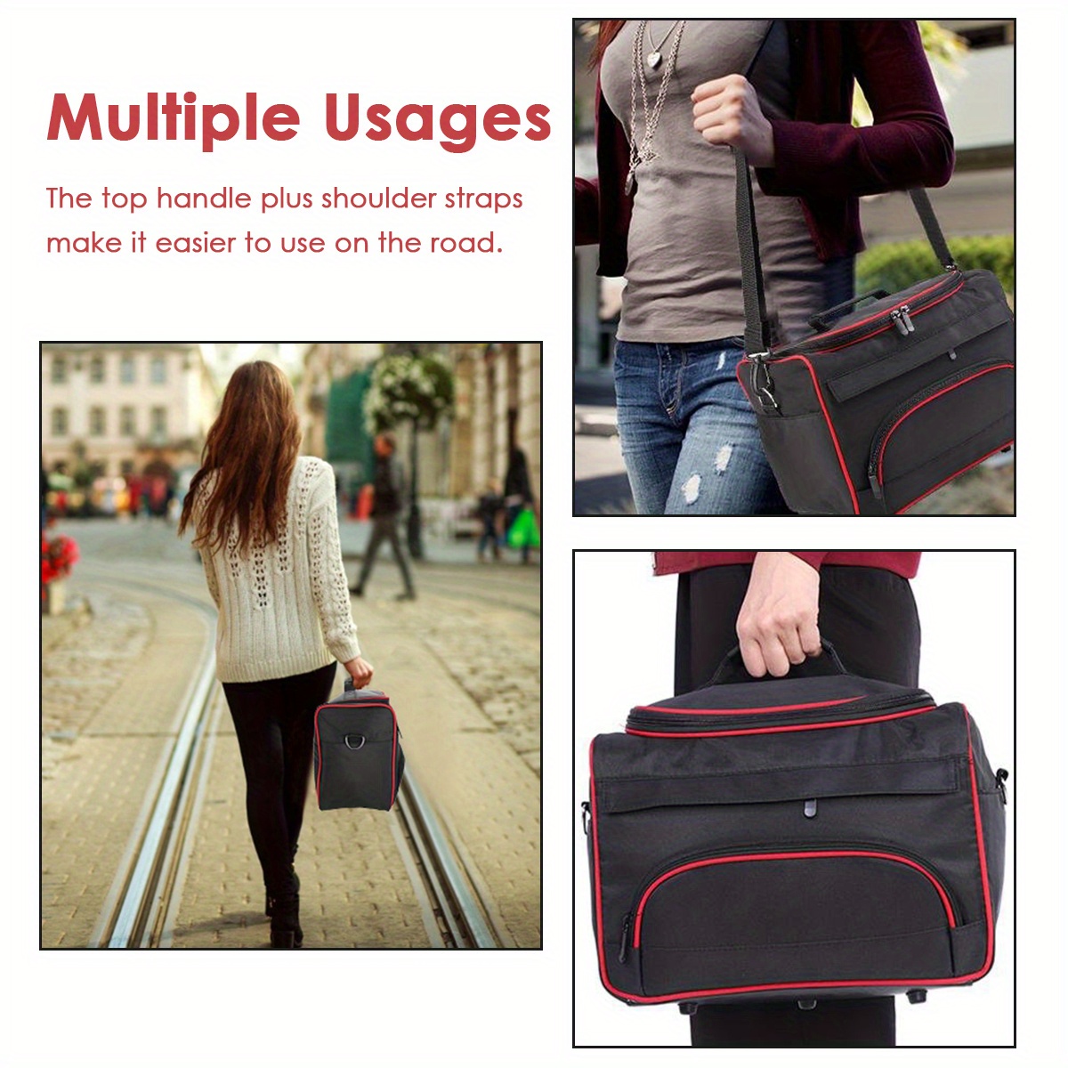 

1pc Large Storage Multifunctional Portable Hair And Makeup Hairdressing Tool Bag Side