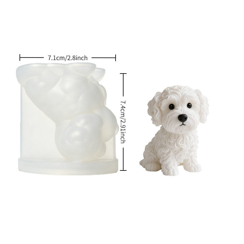 TEMU 1pc Dog Silicone Mold Suitable For Diy Candles, Soap, Resin Crafts - Reusable Thermoresistant Mold With Irregular Puppy Shape, Durable For