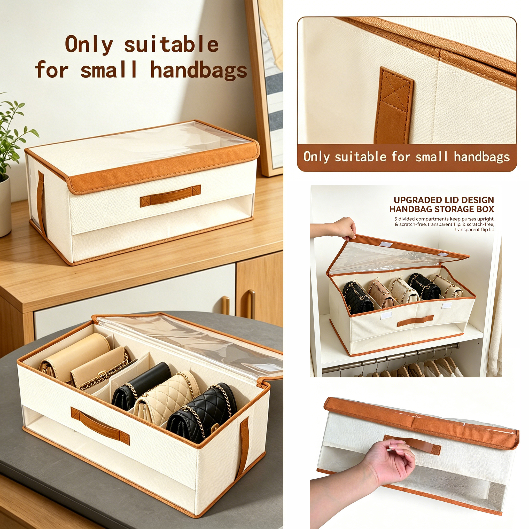 2pcs Handbag Storage Box Hat Box Organizer with Lid