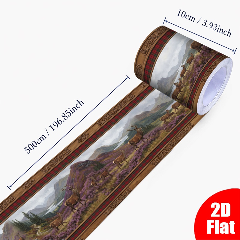 TEMU 2d Flat 1 Roll 10x500cm (3.9x196.9in) Peel And Stick Wallpaper Border Christmas Classic Rustic Wall Border Vinyl Removable Vintage Pattern Wall