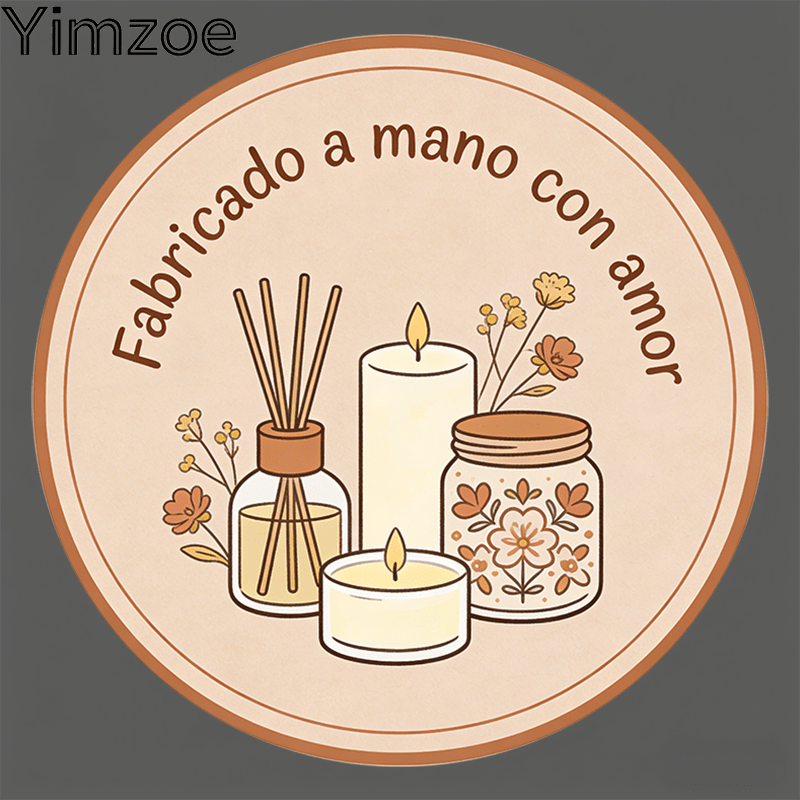 TEMU Yimzoe 96pcs/288pcs Stickers Redondos Hechos a con Diseño de Amor - con Texto " ", Diseño de Difusor de Varillas y Velas, Perfectos para