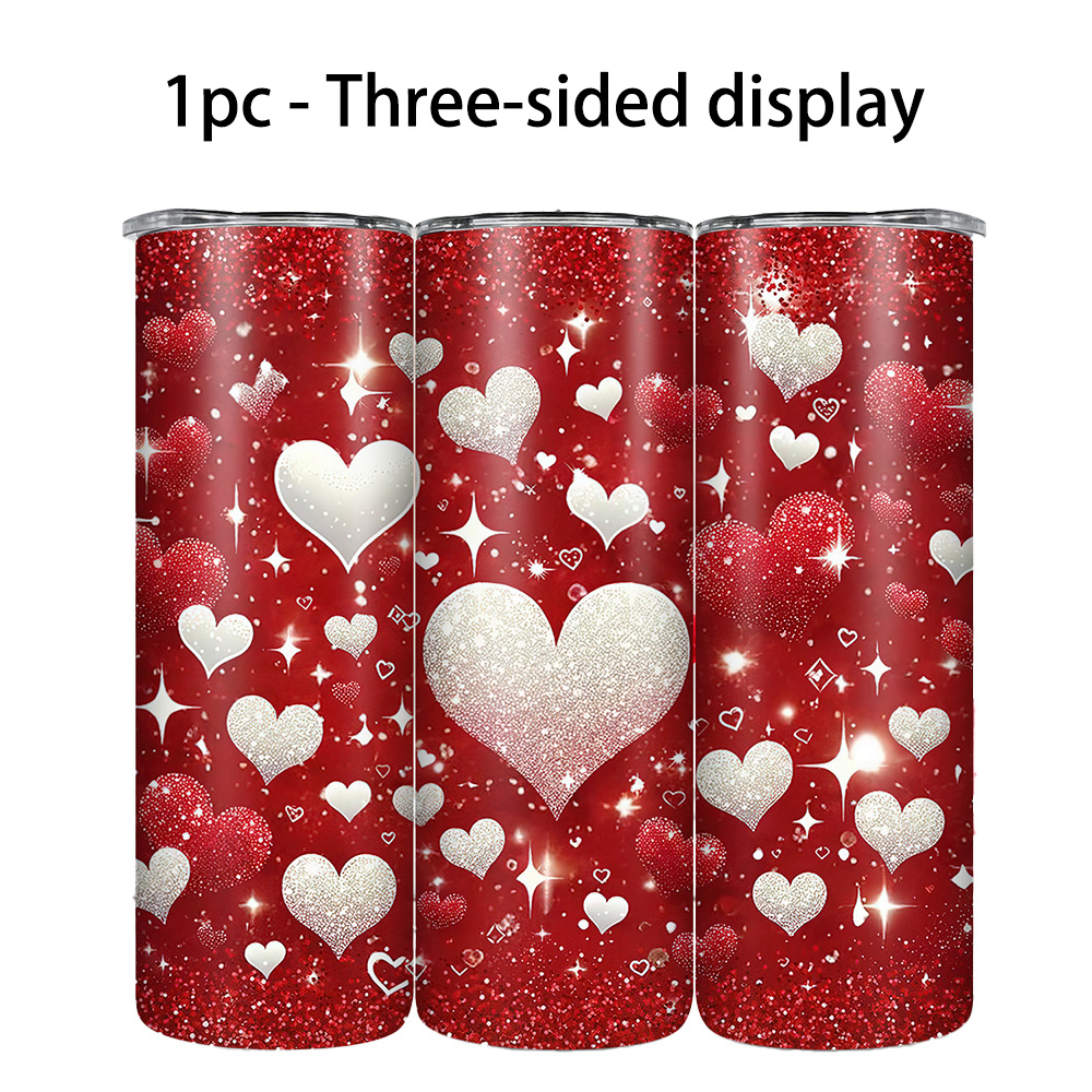 

Rose Red Heart Graphic Tumbler With Lid And Straw - Gifts For Women - 20oz Insulated Travel Cup - - For Mom, Friend, Girls - Ideal Gift For Birthday, Christmas, Day, Valentine's Day