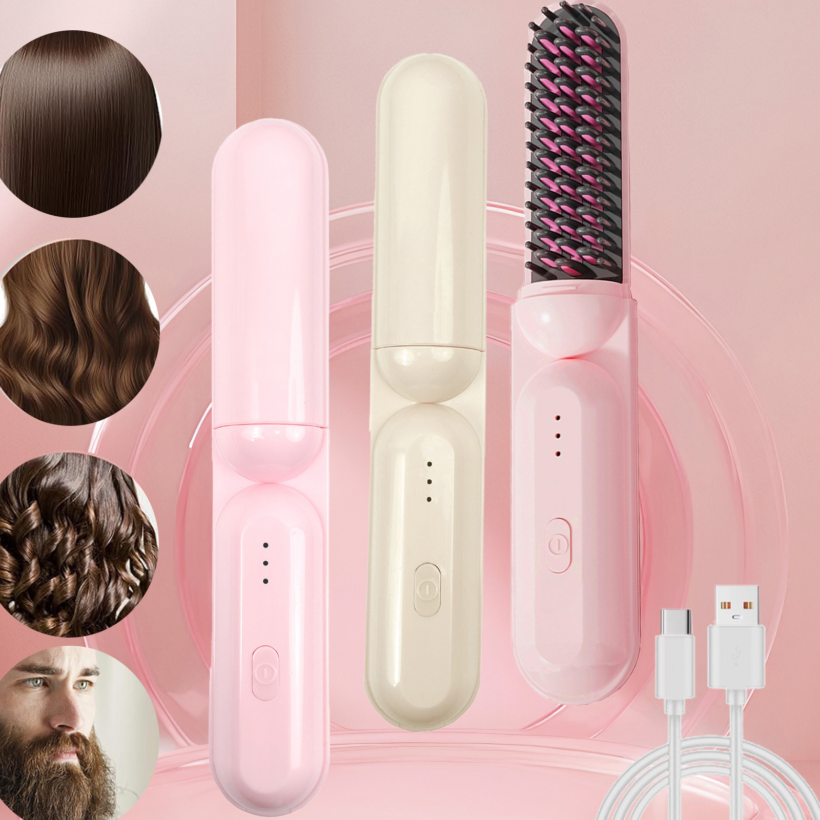 Wireless Charging Hair Straightener Usb Rechargeable 4000Mah