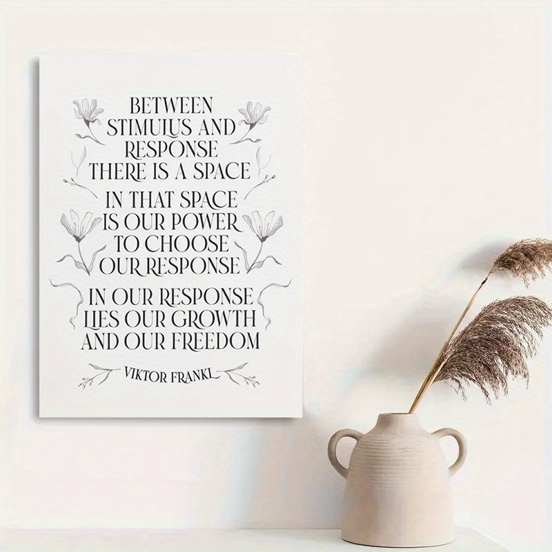 TEMU 1pc Frameless 30.48x40.64cm Canvas Wall Art - Frankl Quote On Mindfulness & , Indoor Home Decor For Office, , Or Bathroom, Therapist Gift Idea,
