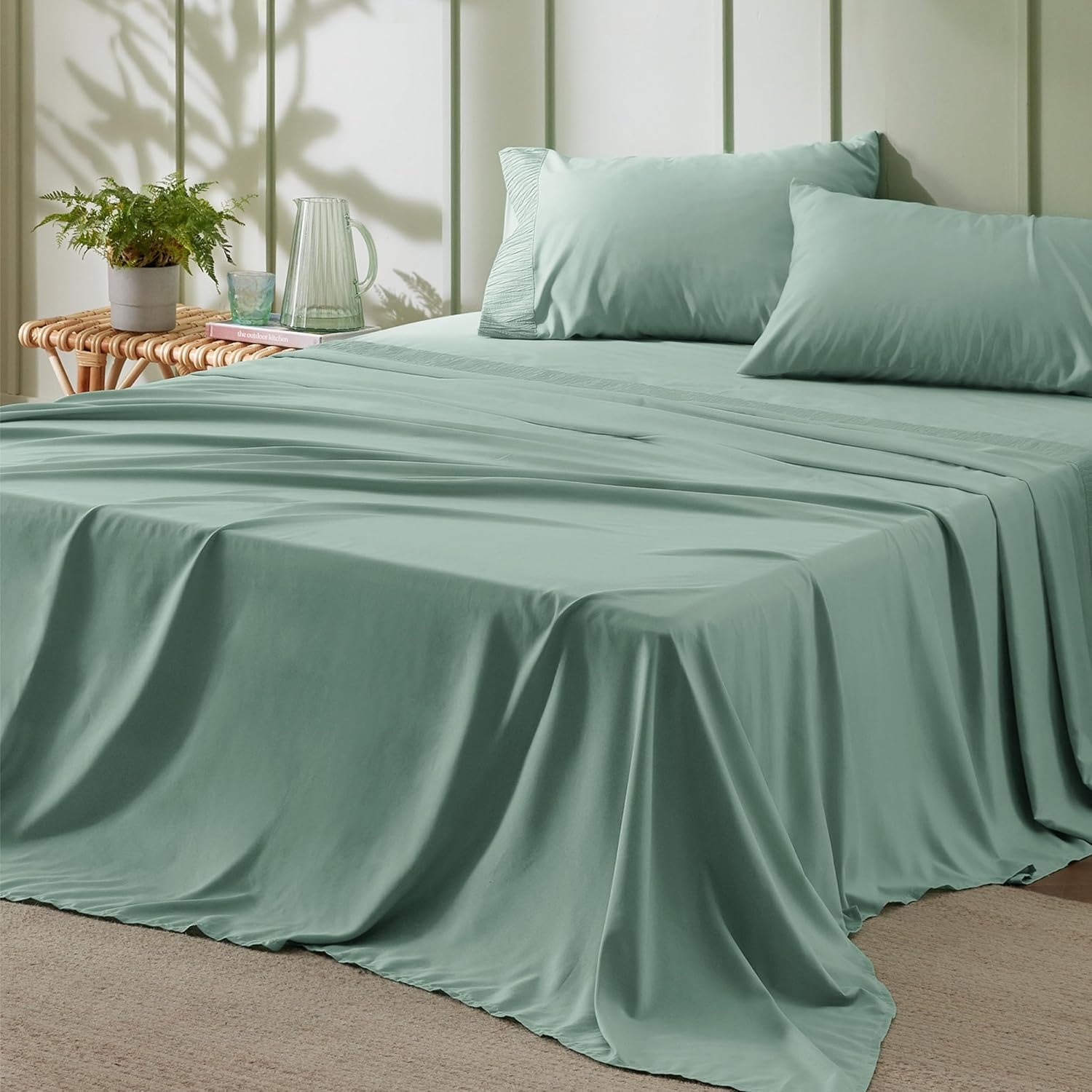 

Bedsure 3/4pcs Sheet Set Soft Sheets For Queen Size Bed, 4pcs Hotel Furniture Sheets Queen, Polyester Microfiber Cooling Bed Sheet Set