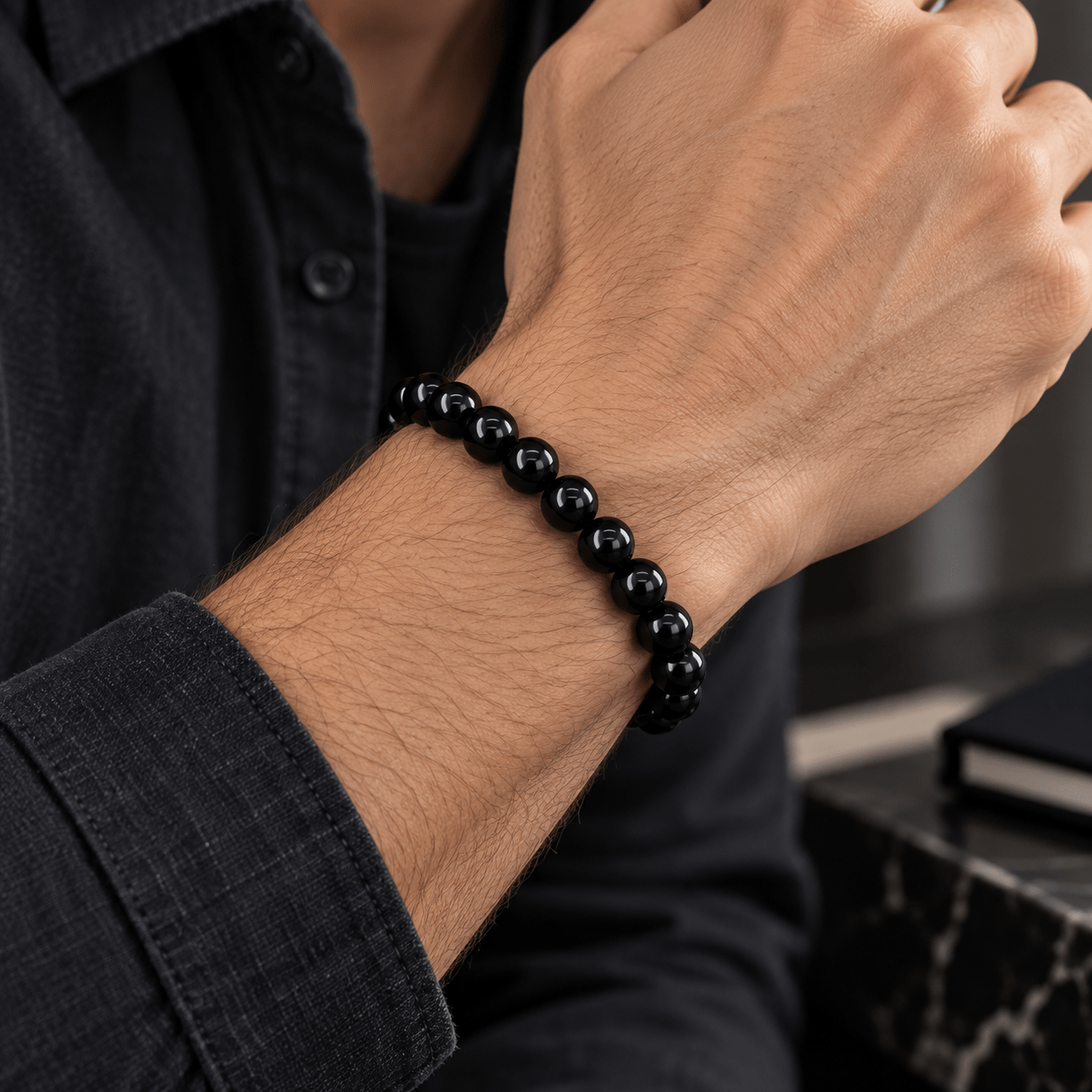 TEMU Bracciale da in naturale da 8 mm, 3 pezzi, stile boh矇mien vintage, bracciale elastico con perline , accessorio di gioielleria elegante per , che