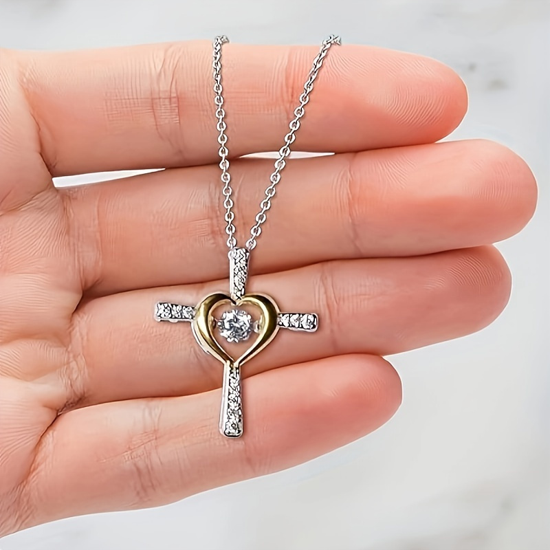 Stylish Love Cross Pendant Necklace, Unisex Design for Gifting