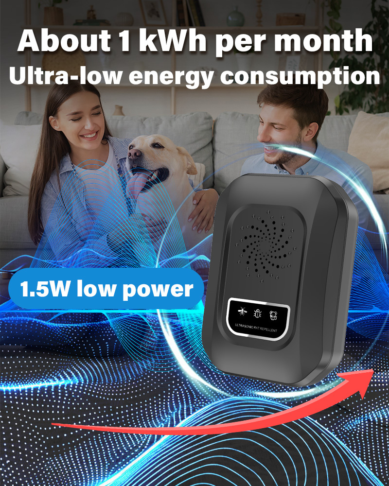 Repelente de Plagas Portátil con Tecnología de Ondas Sonoras, Ajuste Inteligente de Frecuencia y Funcionamiento Silencioso - Para Mascotas, Eliminador de Mosquitos, Moscas, Hormigas, Cucarachas - Uso en Casas, Autocaravanas - Dispositivo Compacto de Tecnología de Ondas Sonoras