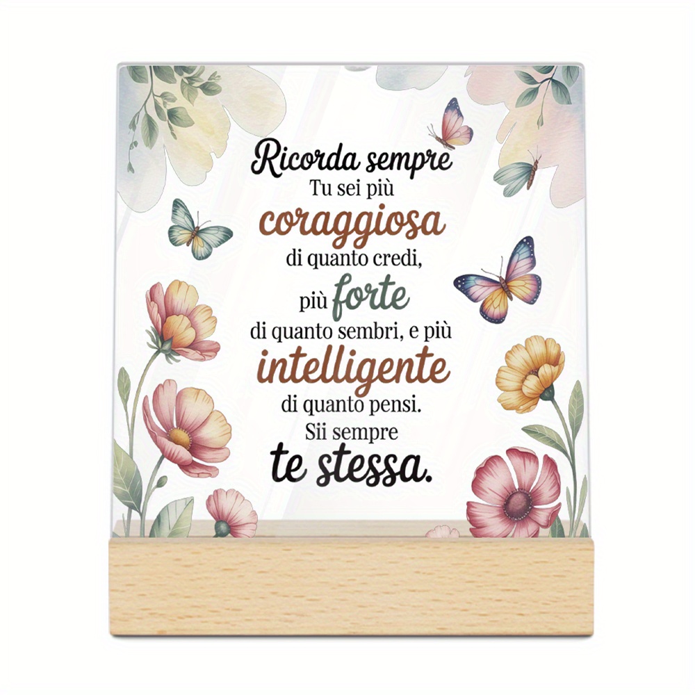 TEMU 3.94X3.94 pollici, 1 pz Putuo Ornamento Decorativo da Tavolo di Ispirazione Italiana - Design a //Verde/ Sporco/Grigio - Insegna in Acrilico,