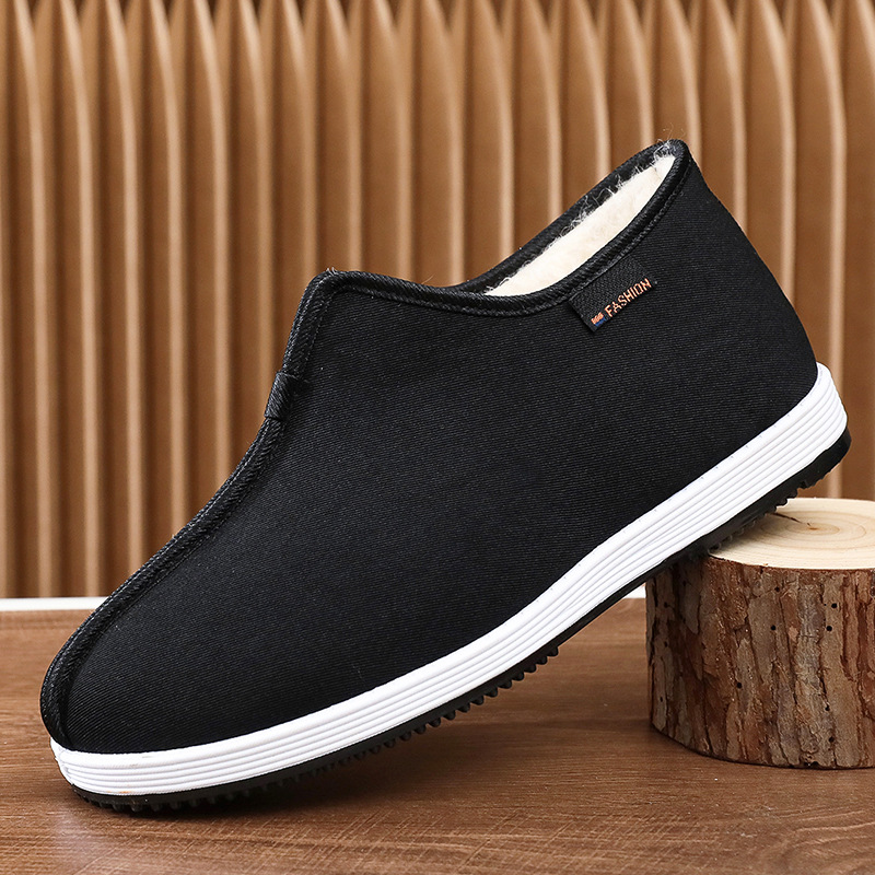 Image of Men's Winter High-top Thermal Shoes With Anti-slip Soft Sole For Middle-aged And Elderly Home Casual Flannel Slippers