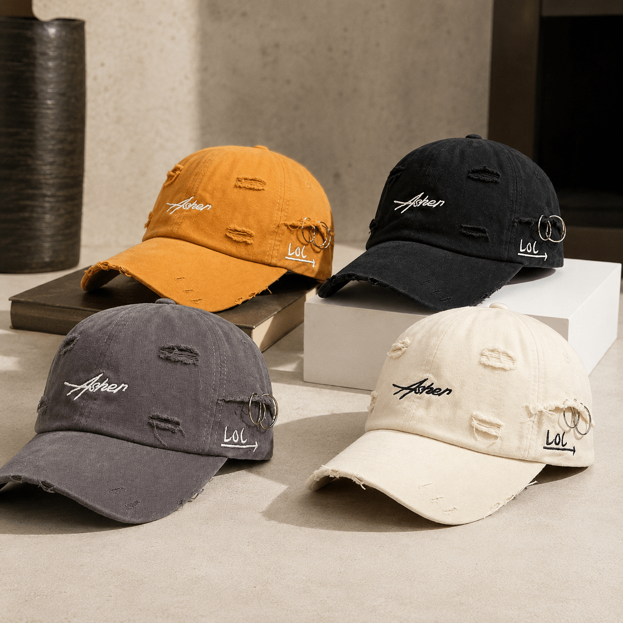 Unisex Retro Distressed Embroidered Baseball Cap, Comfortable Fit