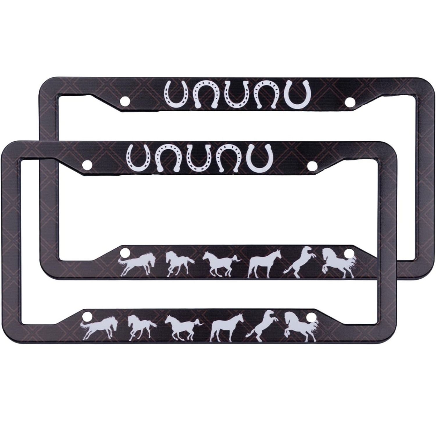 TEMU Cadre de Plaque d'Immatriculation Universel pour Chevaux - Lot de 2 - Accessoire Décoratif pour Voiture US avec Vis - Pour Hommes et Femmes -