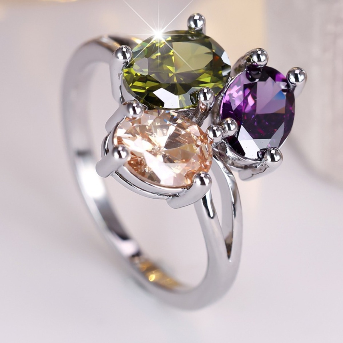 Unisex Retro Rainbow Oval Ring, Trendy Fashion Gift