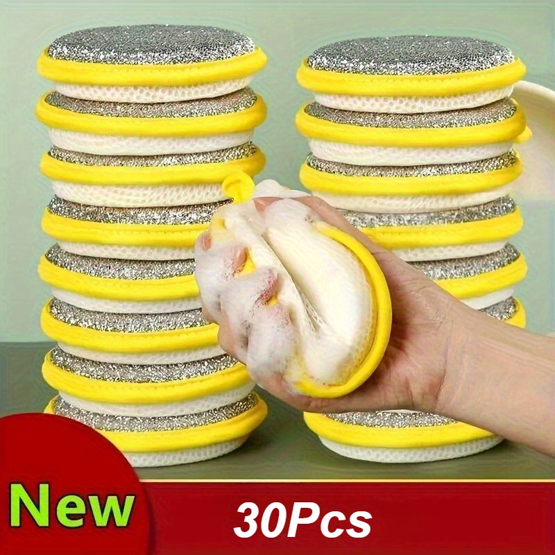 30pcs Heavy-Duty Kitchen Cleaning Sponges & Scrubbers - Stackable Dish Cloths, Non-Abrasive Scrubbing Pads for Dishes, Pots, Pans, Countertops - Washable, Space-Saving Design for Home, Restaurant, Cafe Use - Ideal for Sponges, Scrubbers, Cleaning Tools, Kitchen Sponges, Versatile Cleaning Tools, Textured Surface, Durable Polyester, Home Organization, Compact Storage, Sturdy Construction, Restaurant Staff, Sponge For Washing Dishes, Kitchen Sponge, Cocina