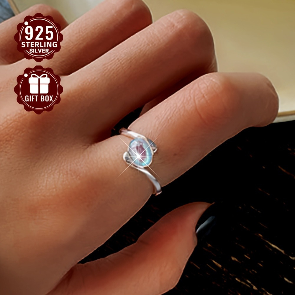 TEMU S925 Pure Silvery Light Luxury Ring Open Adjustable Low Allergy Index Finger Ring Suitable For Daily Wear And Parties Suitable For Gifts Small