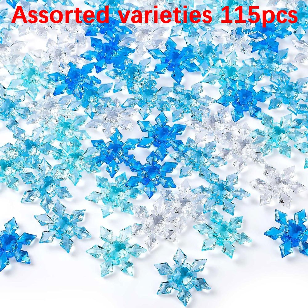 TEMU 39/115/230pcs Random Blue And White Autumn And Winter Acrylic Snowflake Shaped Non Beads, Christmas Beads & Bead Assortments, Spacer Beads, Used