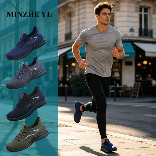 imagen del artículo zapatillas de running para hombre, zapatillas casuales transpirables para hombre, zapatillas de running deportivas - zapatillas de de moda para hombre - adecuadas para y entusiastas de los deportes