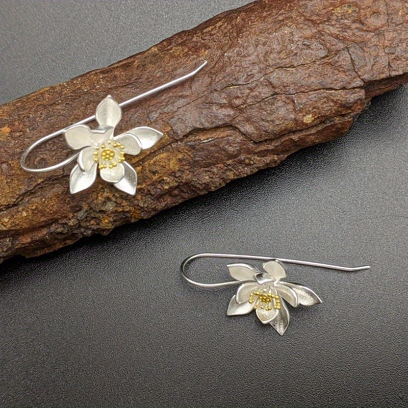 TEMU A Pair Of New Creative Vintage Lotus For Women, A Charming Jewelry Gift.