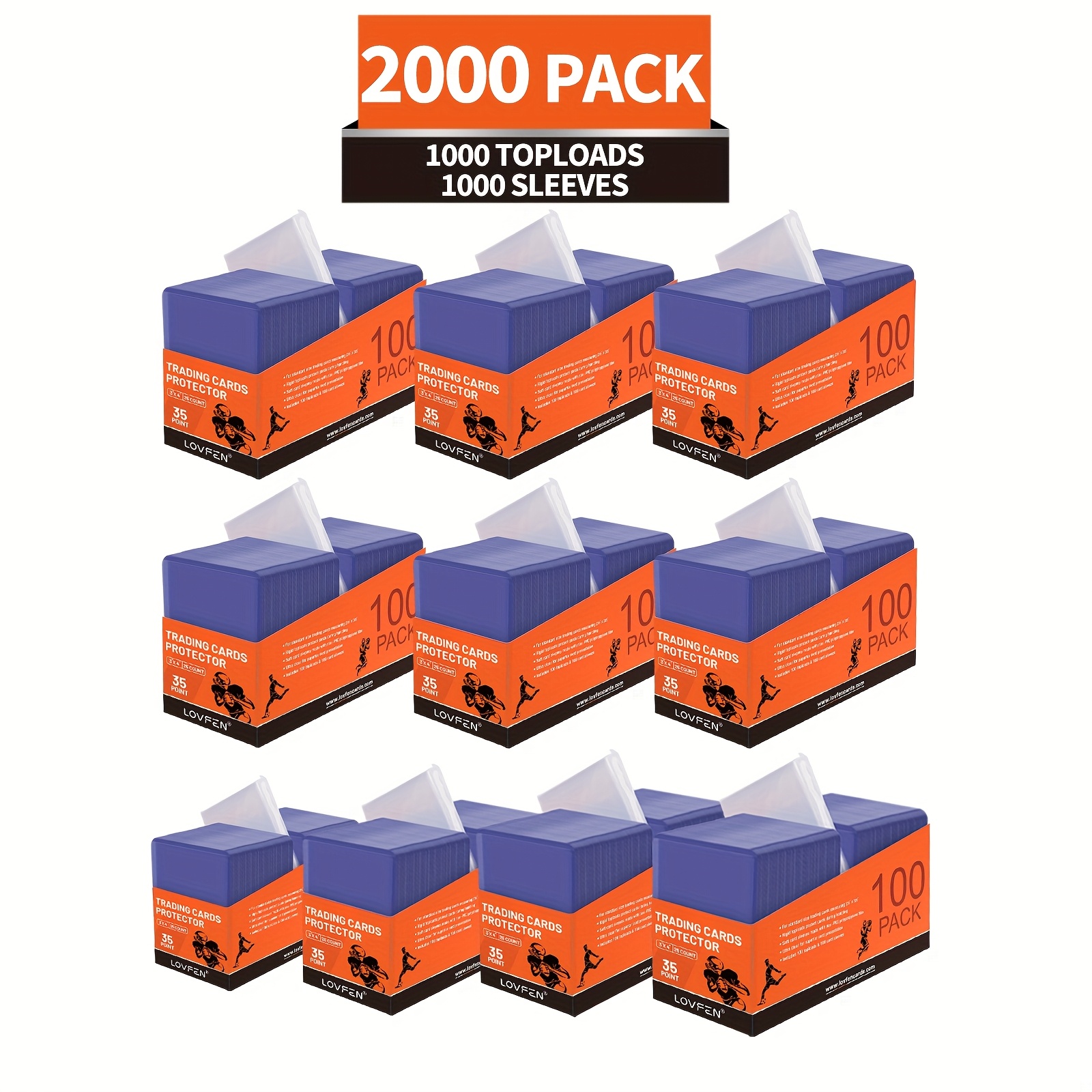 TEMU Lovfen 2000 Card Sleeves Top-load Cards, 3"x4" Baseball Card Protectors, Trading Card Sleeves Hard Plastic Suitable For Baseball, Football