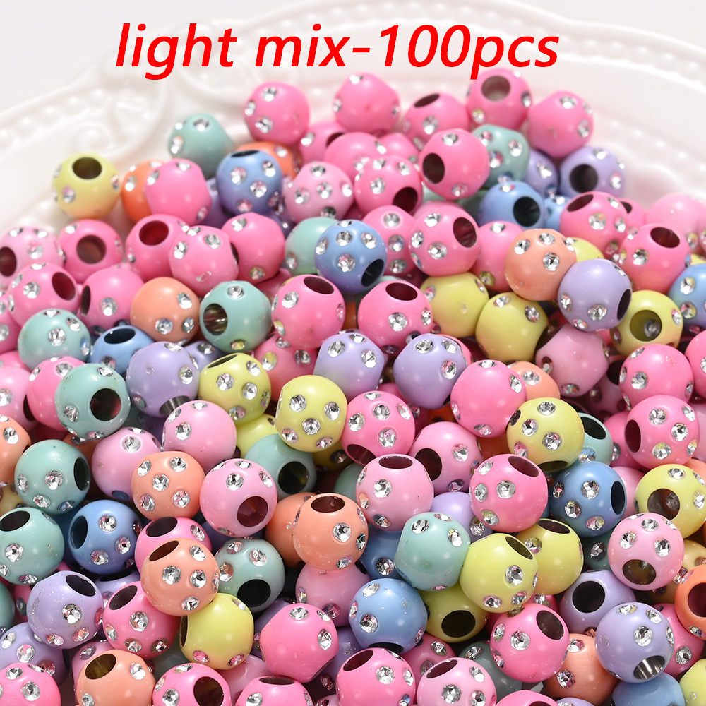 Image of 100pcs 7x8mm Spacer Shiny Beads Light & Deep Mix Acrylic Jewelry Beads & Bead Assortment For Making Bracelet Necklace Earring Keychain Findings, Hole 3.8mm