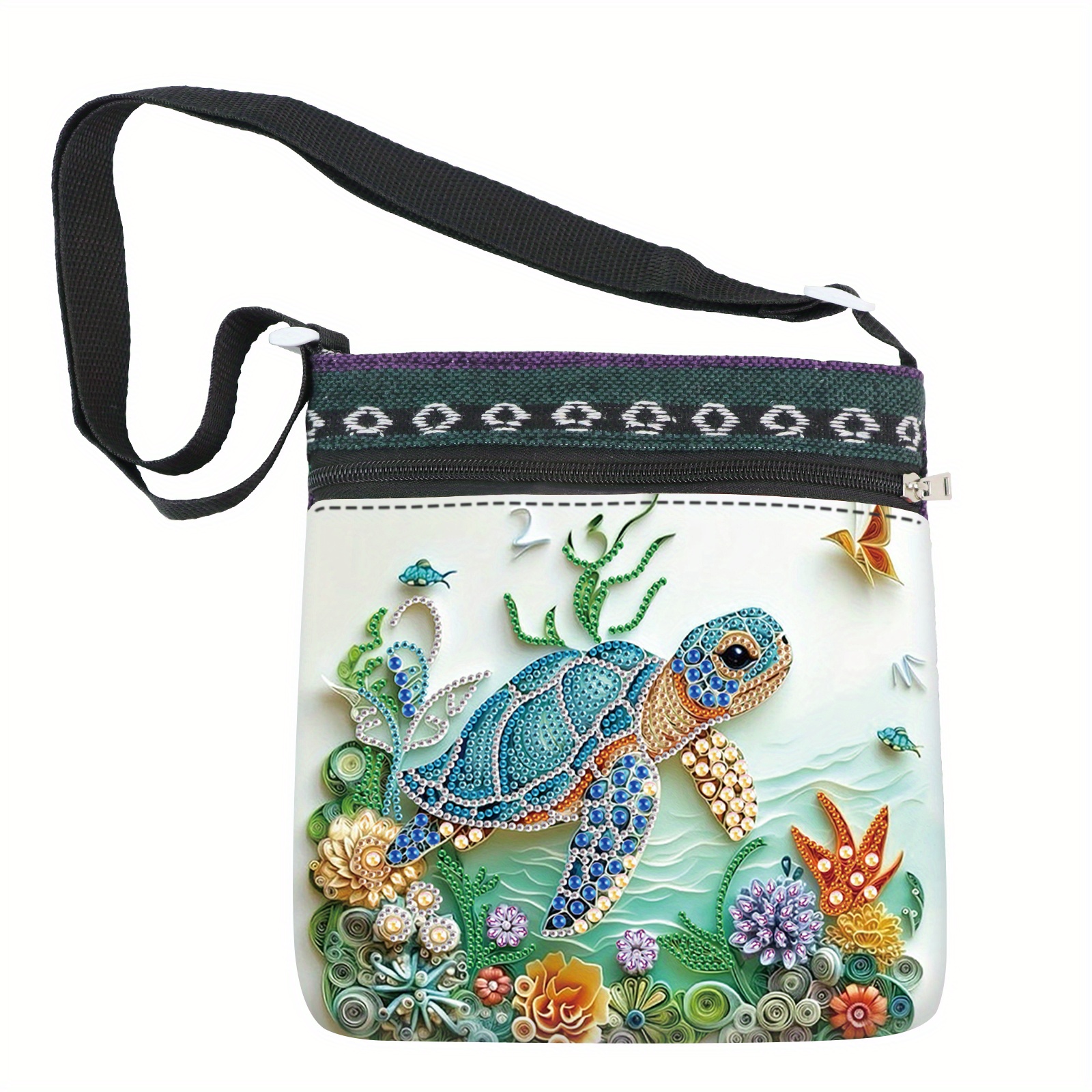 E-shop 5D Diamant Kunst Schultertasche für Erwachsene mit Meeresschildkröten-Design, einzigartiges Kristall-Diamant-Teil-Mosaik-Bastelset für