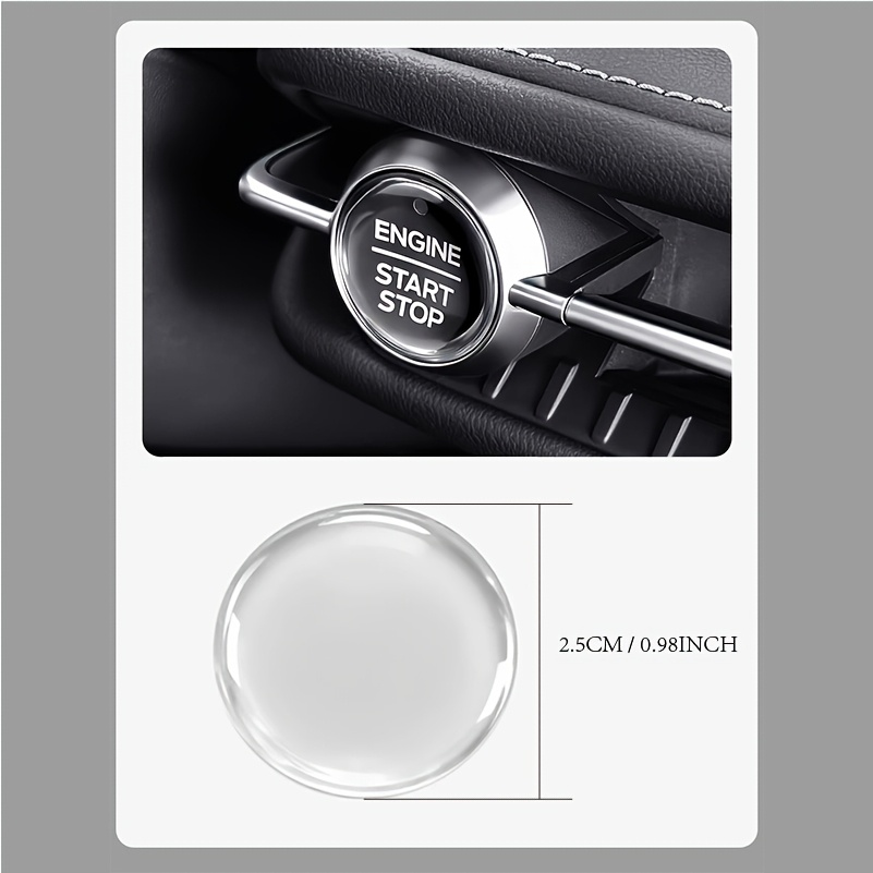 TEMU 1 pieza de pegatina transparente de cristal para de encendido de coche, cubierta para botón de de motor, para la mayoría de coches, SUV,