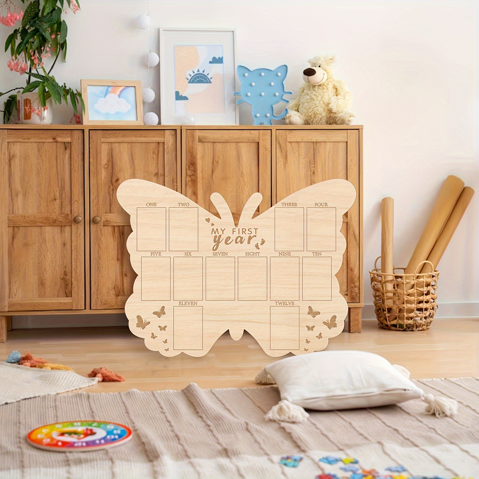 My First Year Photo Display Board, 12-Month Milestone Butterfly Frame