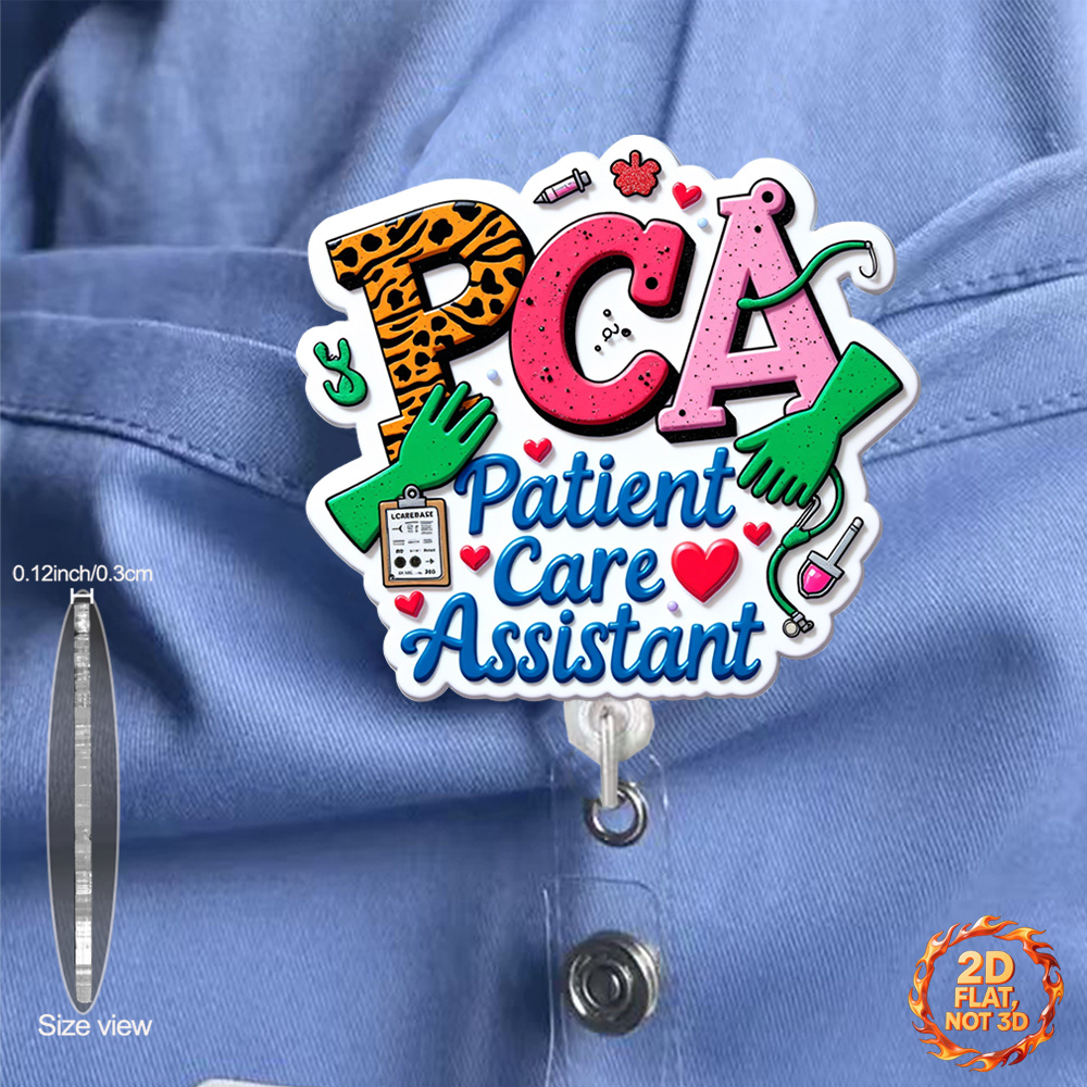 TEMU Porte-badge rétractable 2D 1pc avec bobine rétractable et dérouleur de badge - Dérouleur de badge en acrylique adapté aux infirmières d'hôpital,