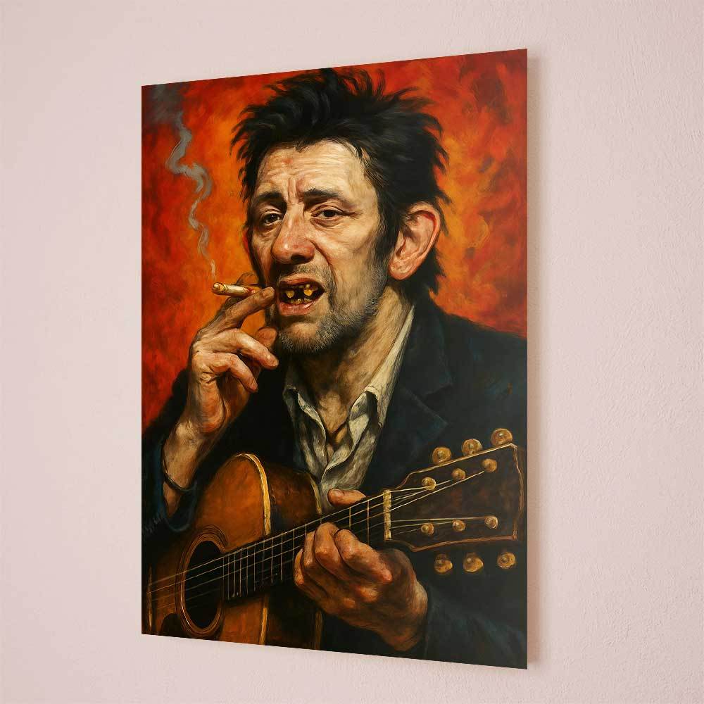 TEMU Shane Macgowan & Music Poster - Frameless Retro Irish Folk Punk Print, Vintage-modern Art Deco Wall Art For Home, Christmas & Irish-themed Decor