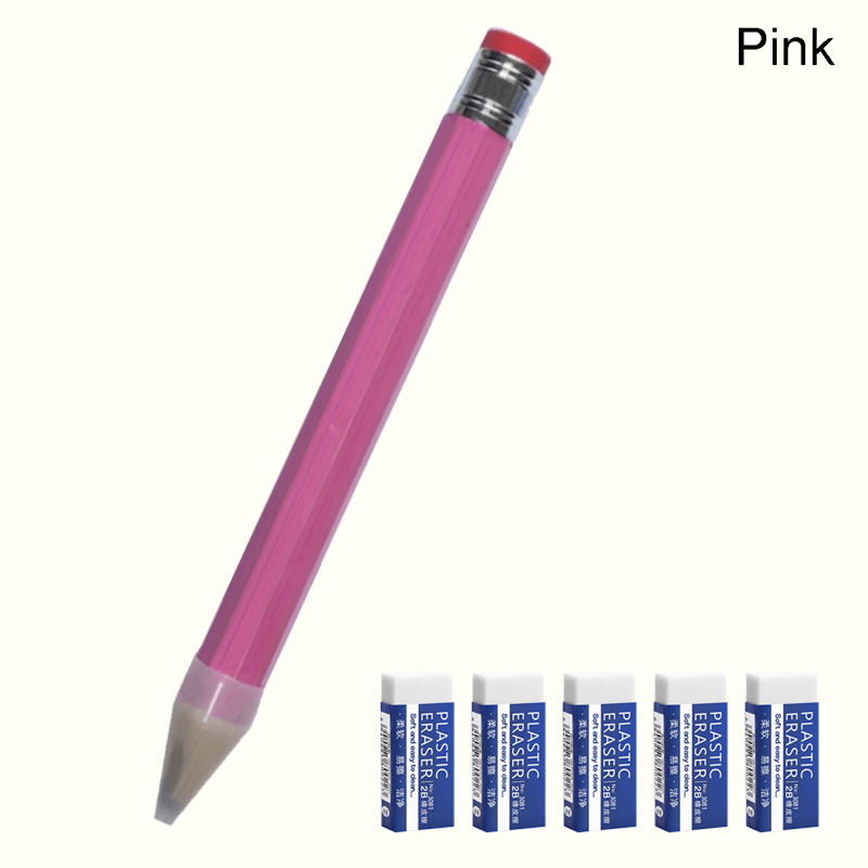 Funny Enormous Pencil with 5 Small Erasers