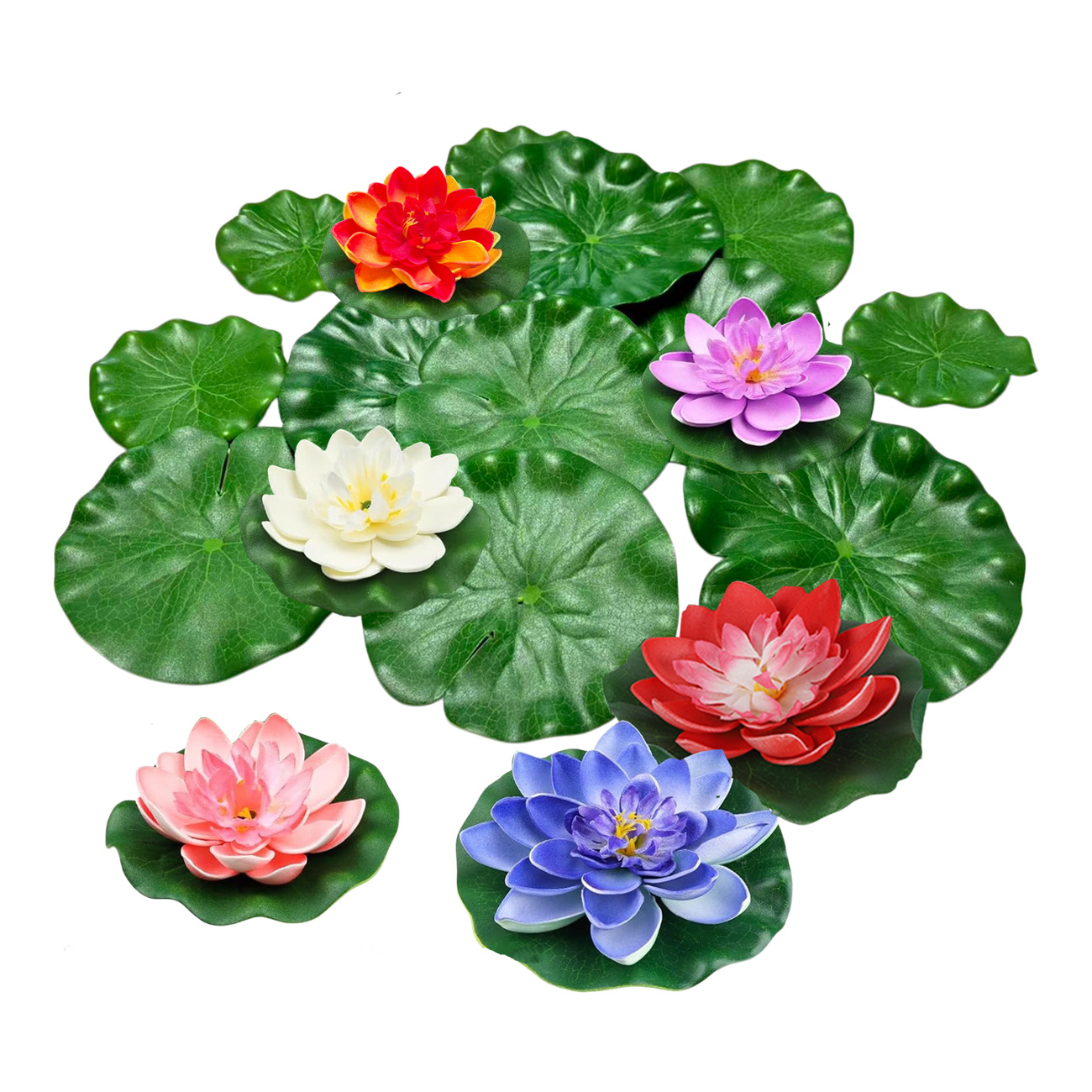 TZQFROCE 8 Schwimmende Seerosen-Dekos – Künstliche Lotusblüten, EVA, Weiß, Ø 10 Cm, Für Teich, Pool, Aquarium & Terrasse