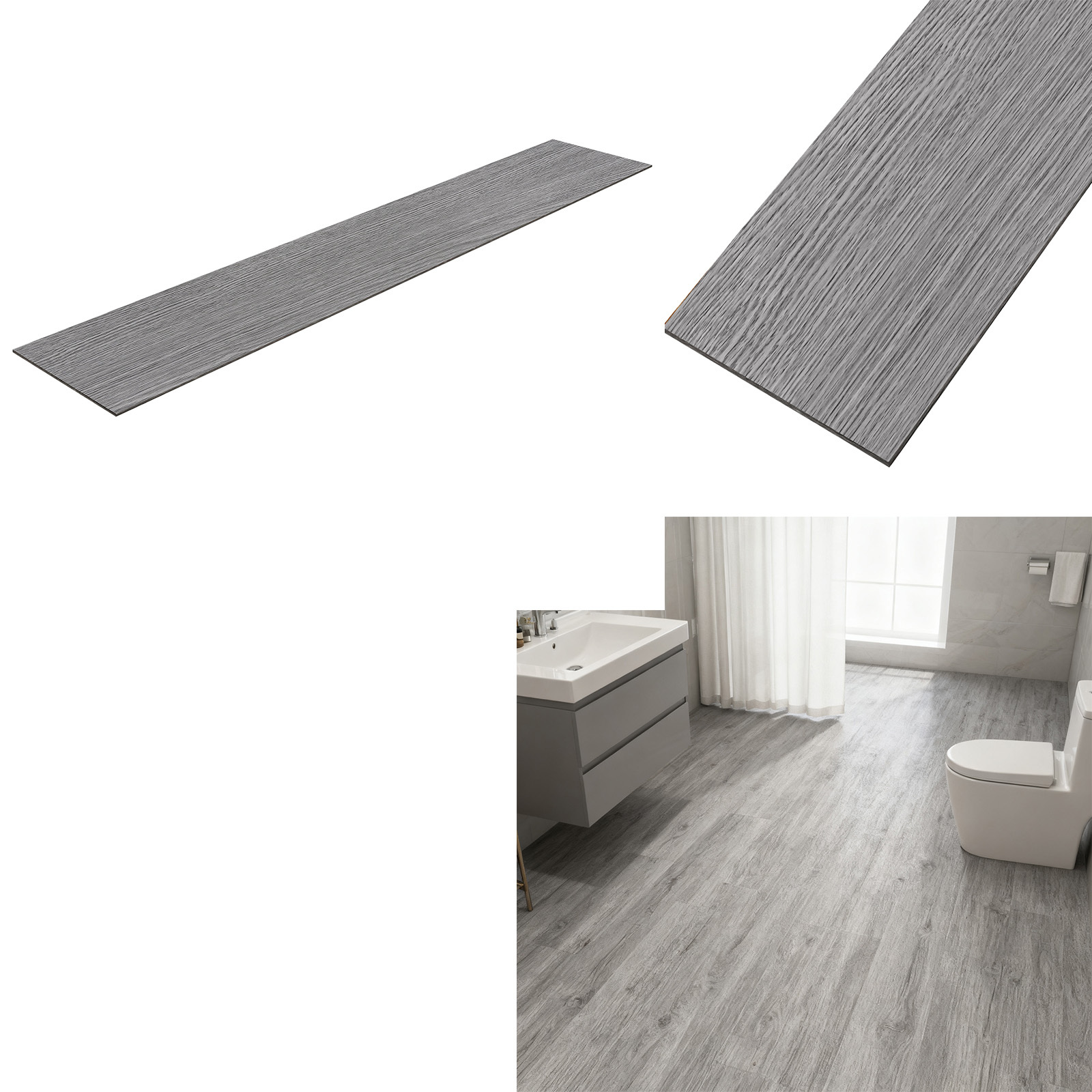 E-shop Selbstklebende PVC-Vinylböden mit Holzoptik - 18/36 Stück, Peel-and-Stick Fliesen für Küche, Wohnzimmer, Balkon - 2,51m²/5,02m²