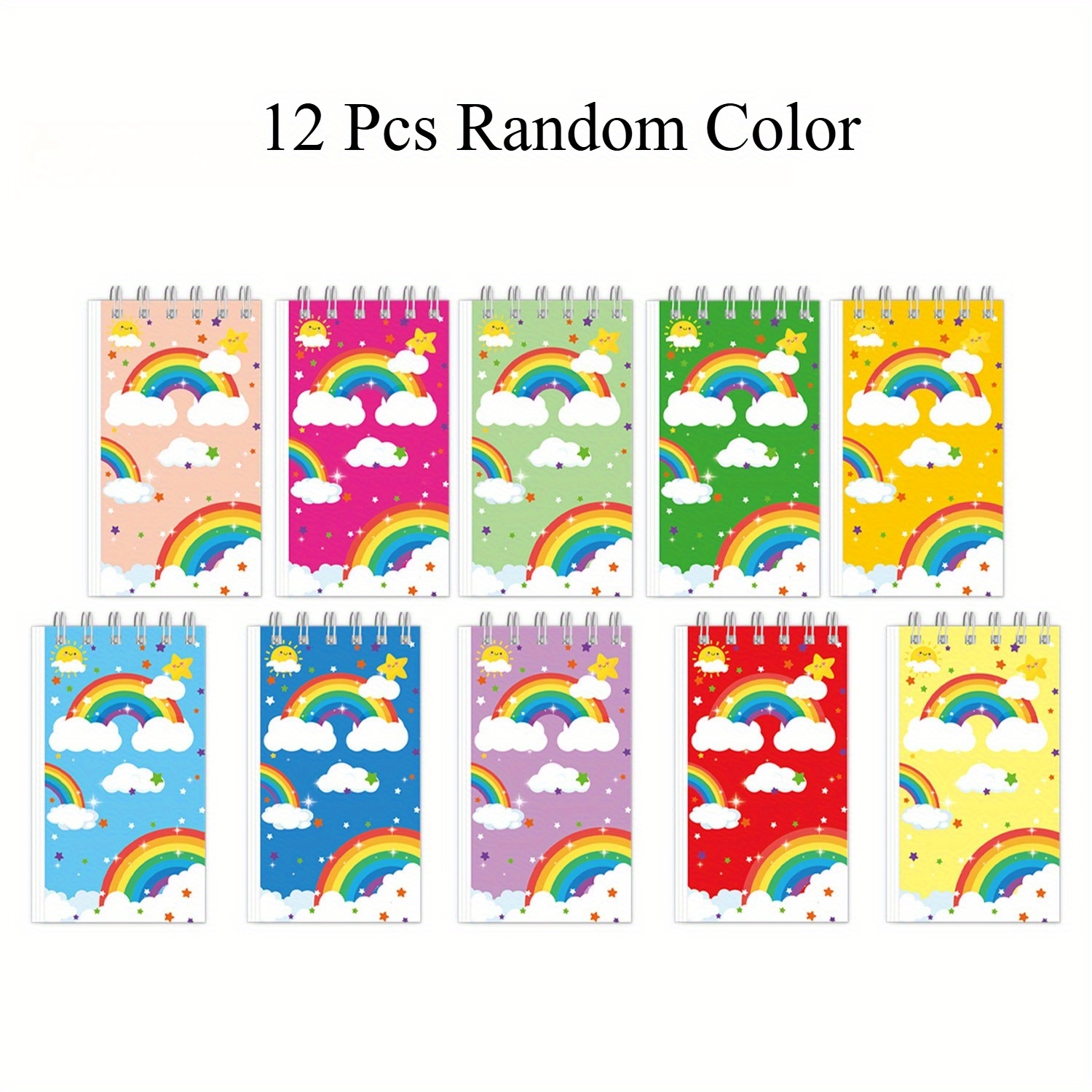 Image of 6/12/18/24pcs Mini Rainbow Notebook Party Favors Rainbow Mini Notepads 2.36 X 3.94 Inch Spiral Notebook Bound Memo Note Books Small Pocket Notebooks Birthday Party School Office Random Style