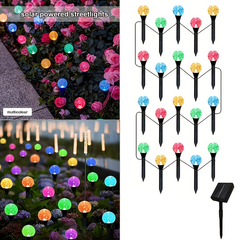TEMU 40/10led Solar-powered Outdoor Garden Lights With Motion And 8 Lighting , High Quality, , Led Pathway Lights, Modern Black And , Suitable For