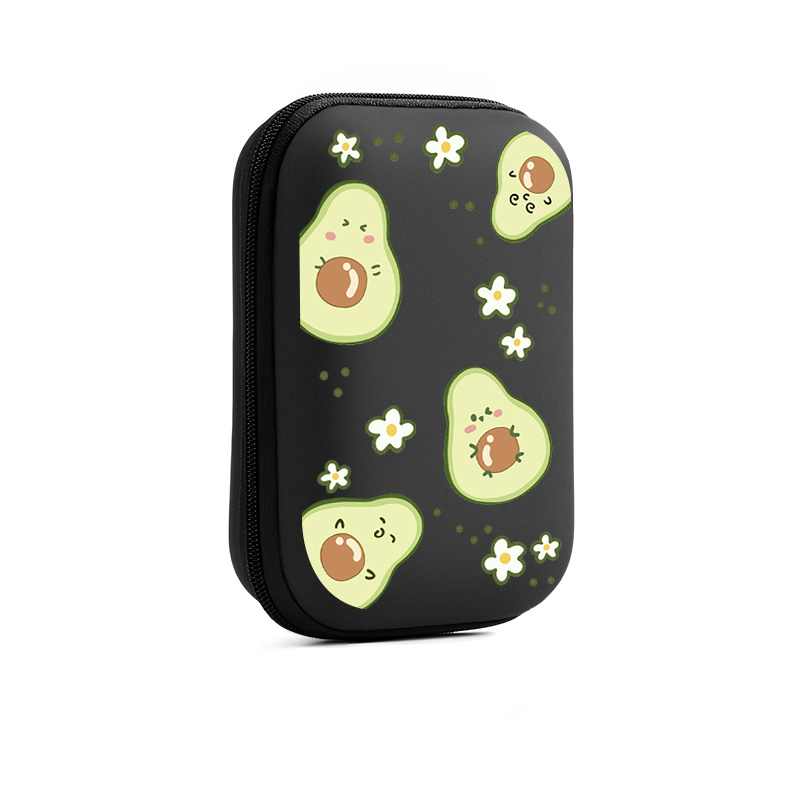 TEMU Avocado Design. An Essential Item For ! Eva Hard Case For Storing Earphones, Cables, And . With A Mesh Pocket. Sturdy Hard Shell For Durable