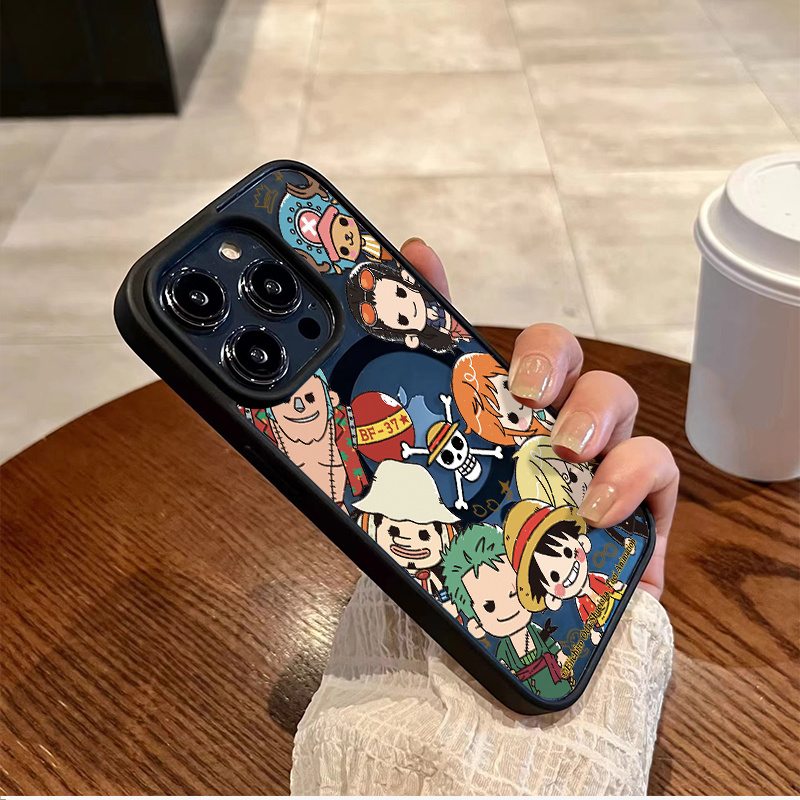 TEMU Phone Case - Magnetic Phone Case Compatible With 18, 17, 16, 15pro, 14, 13, 12, Luffy Easy , Fun Graffiti, Transparent Printed Case