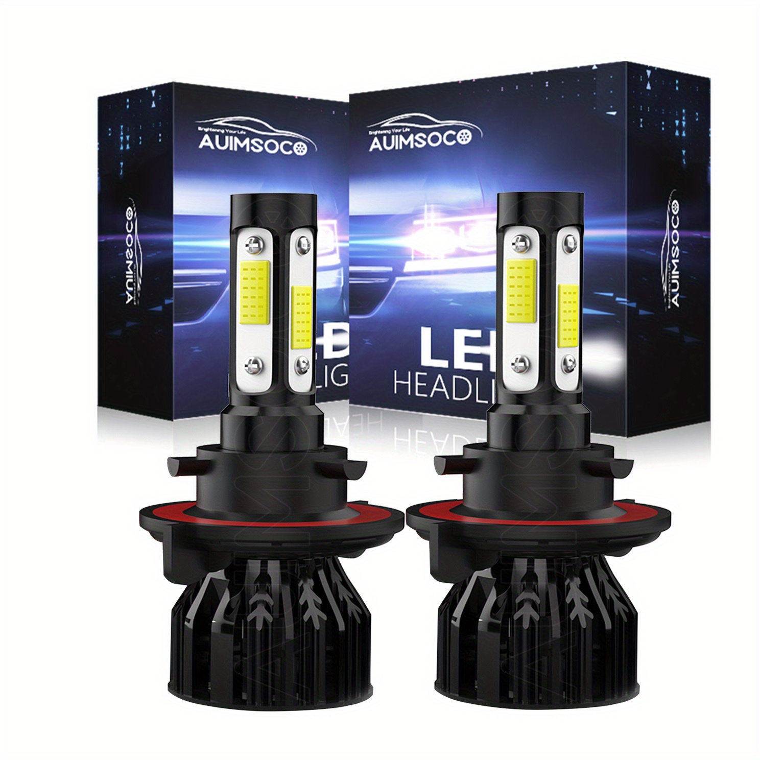 

2pcs H13 9008 Led Headlight Bulbs High Power Lamps Beam 6500k Super , Without Battery