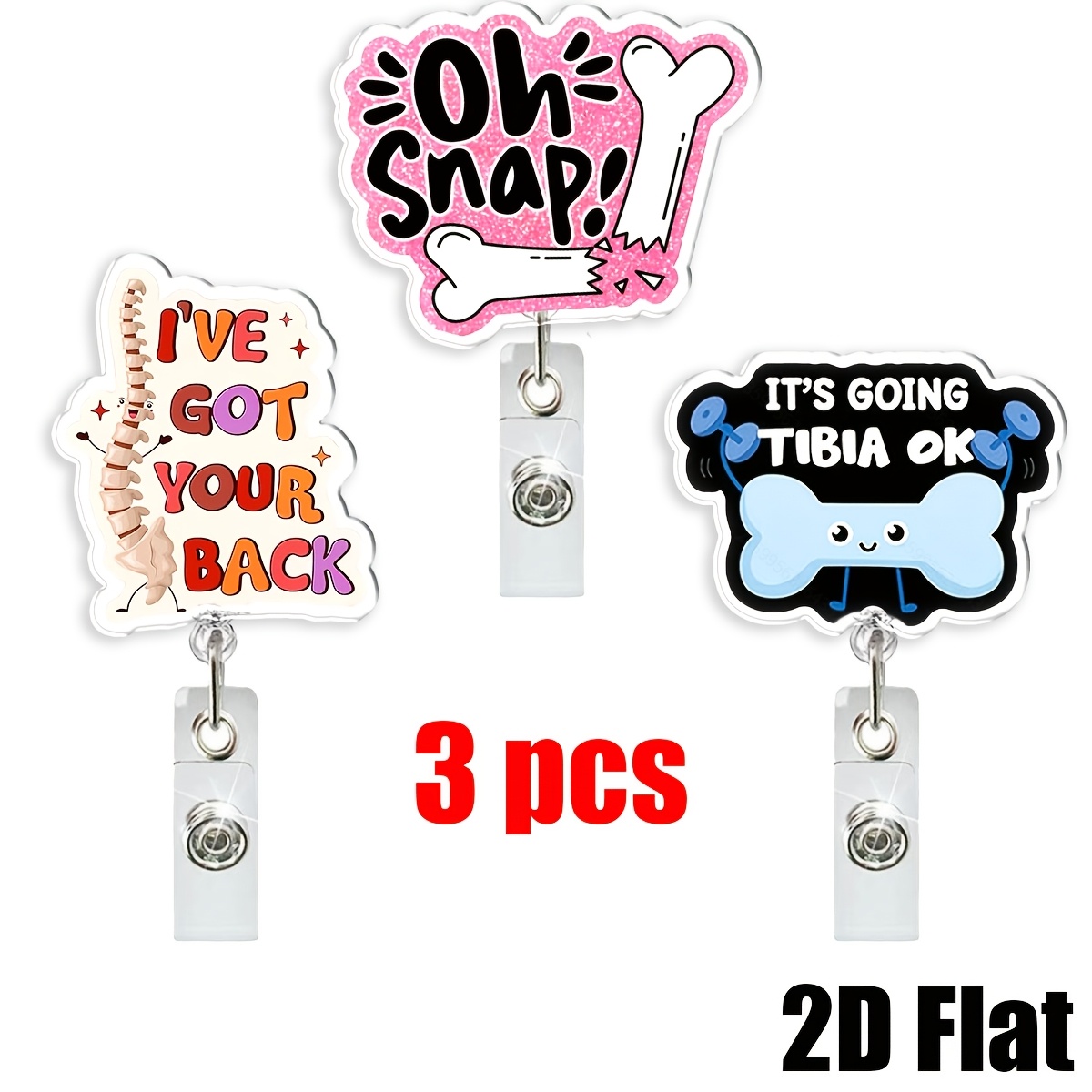 TEMU 2d Three-piece Retractable Lanyard (including Belt Clip And Retractable Reel) - Heavy-duty Badge Holder, Suitable For Nurses, Doctors, Office