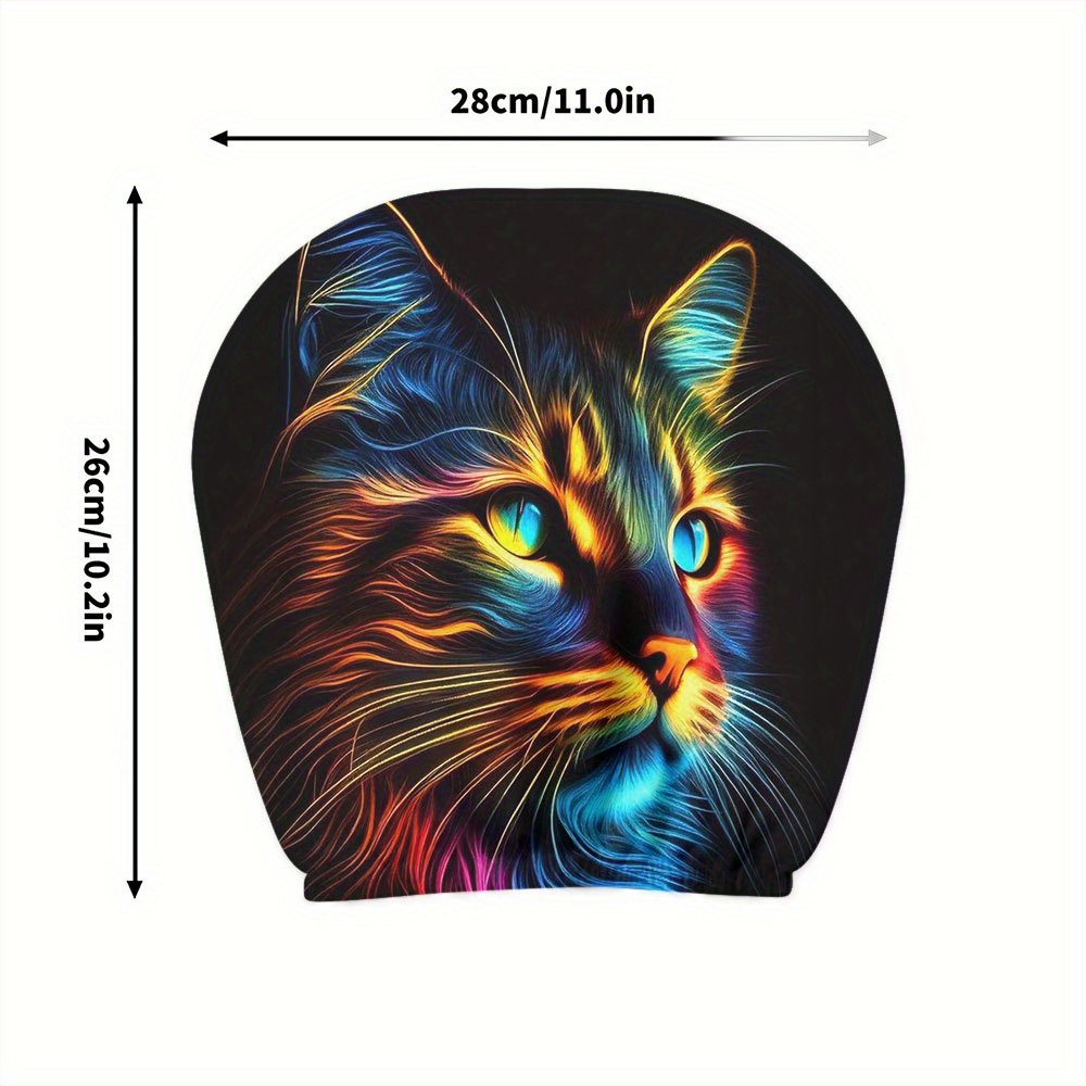 TEMU 2pcs, Housses d'appui-tête de voiture avec imprimé chat à ombre néon, compactes et faciles à nettoyer, décorations universelles pour voiture,