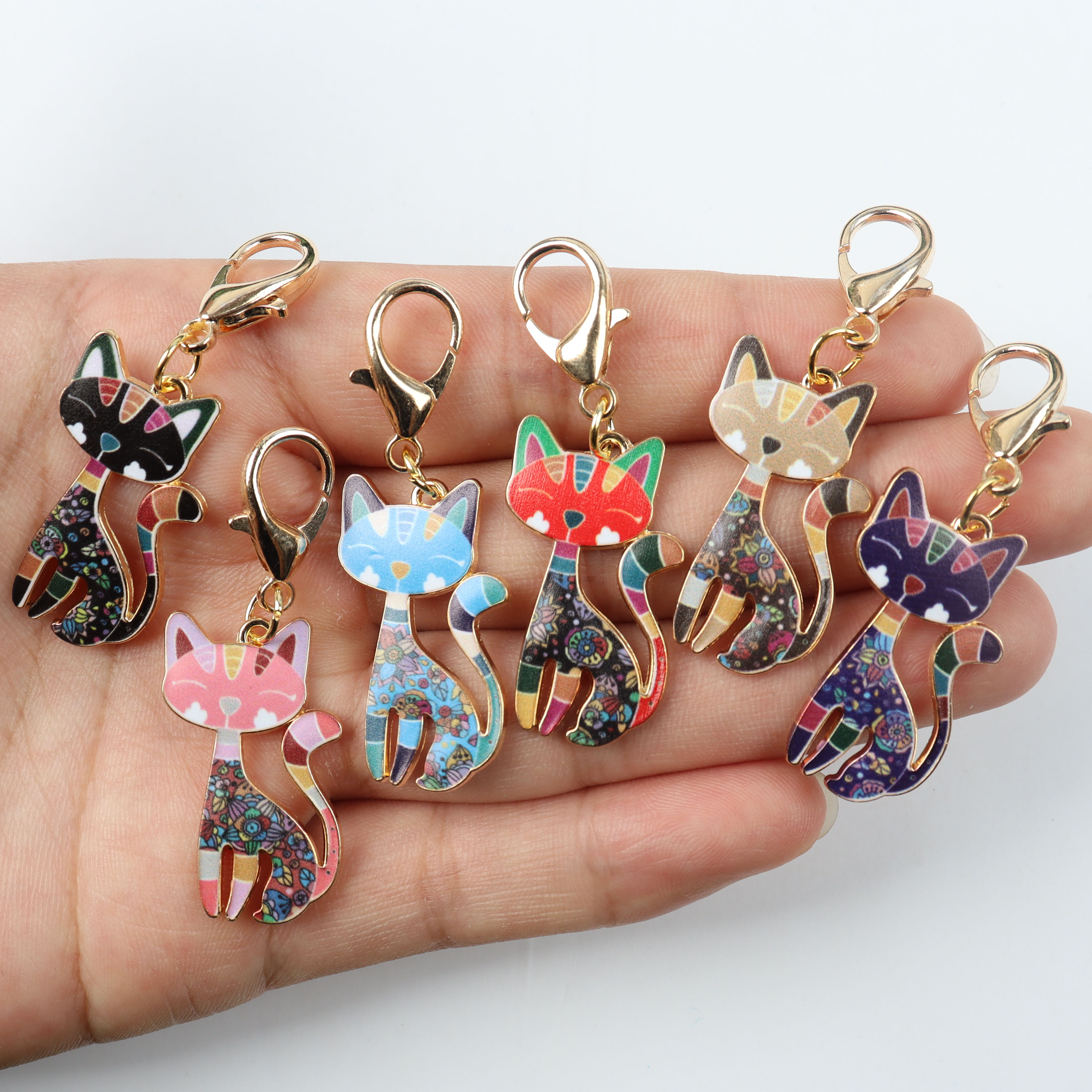 

6pcs Whimsycat Metal Cat Keychains, Assorted Fashionable Designs For Bags & Car Keys, Ideal For Cat Lovers, Perfect Gift For Birthdays, Holidays, New Year, Valentine's Day