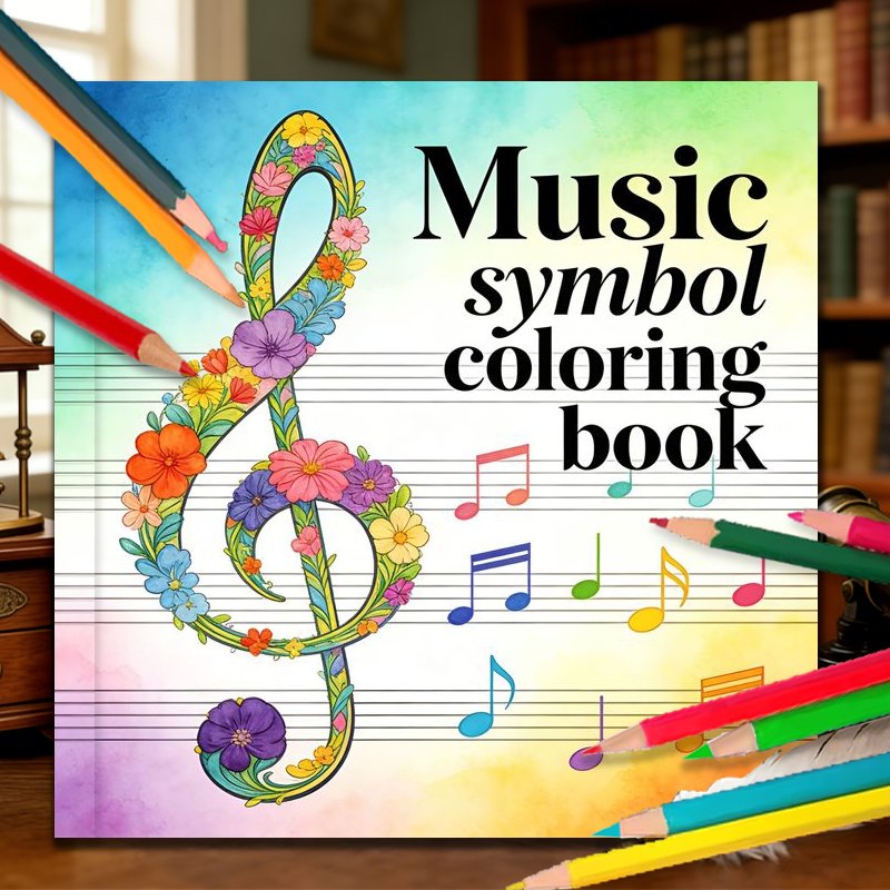 TEMU Yao's Adult Coloring Book: Music Symbol Coloring Book, Featuring Floral Treble Clefs And Notes, Suitable For Relaxing And Body, As A Gift And