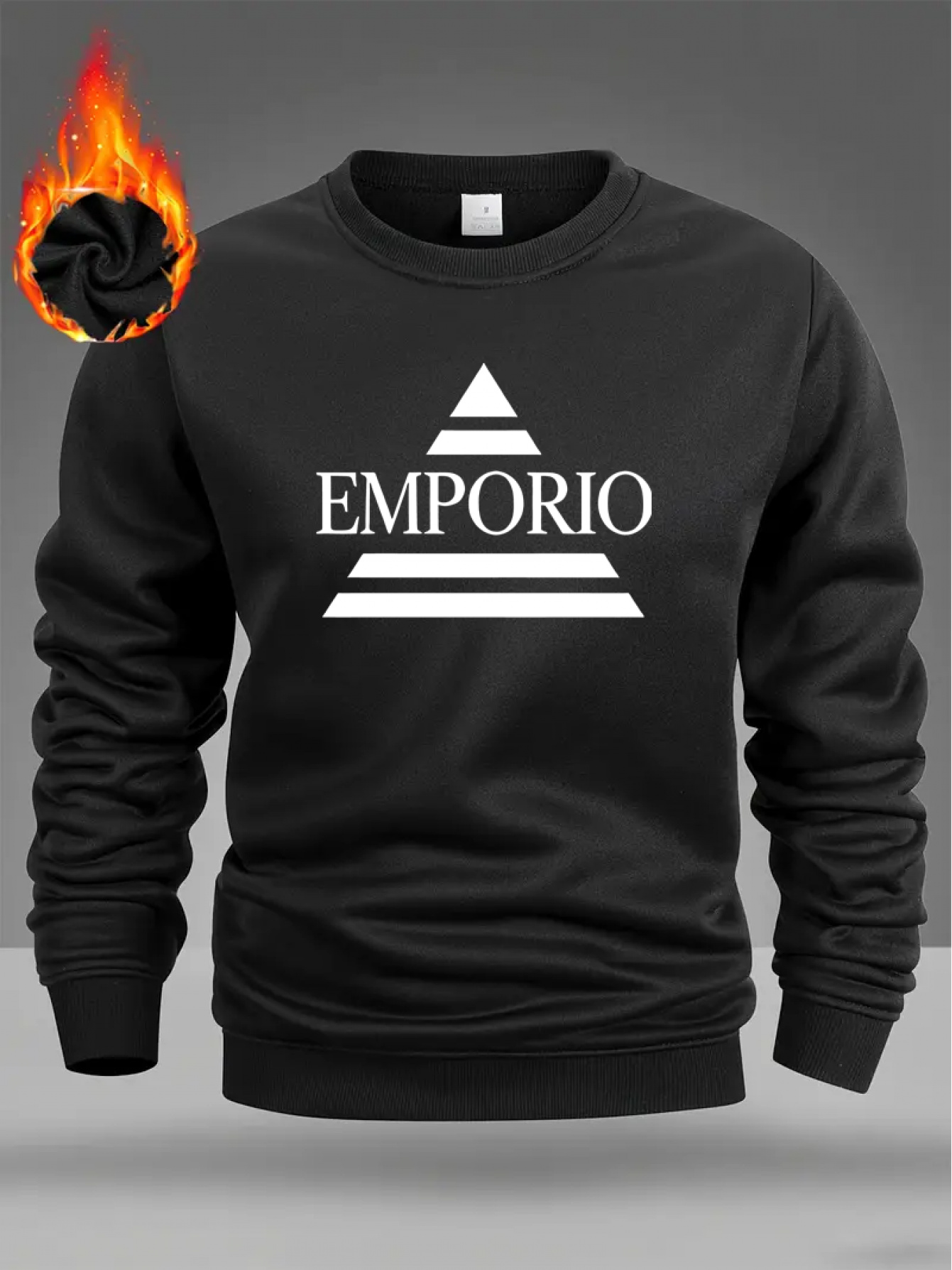 Heren Winter Sweatshirt - Dikke Warme Pullover Trui met EMPORIO Logo