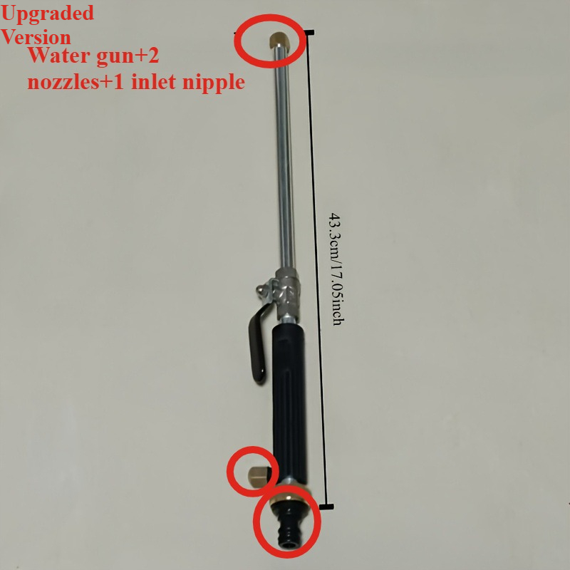 TEMU 1 Heavy-duty High-pressure Cleaning Spray Wand, Equipped With 2 Nozzles + Water Inlet - A Versatile Garden Hose Accessory, Suitable For Cleaning