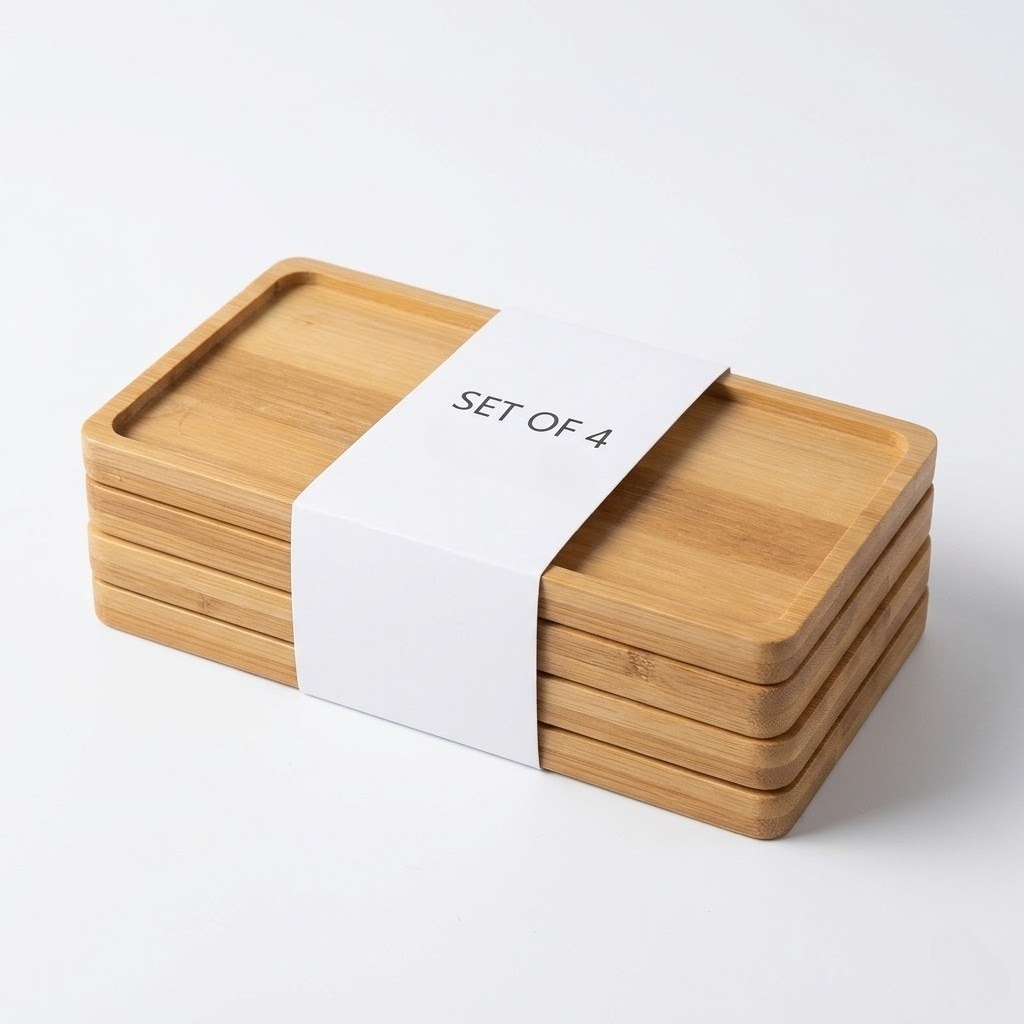 4 Pack Bamboo Tray, Bamboo Tray, Rectangular Plant Tray, Minimalist Potting Base, Rectangular Wooden Tray Coaster, Dinner Plate (non-food Contact)