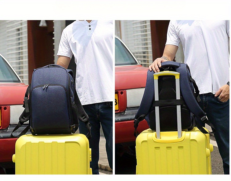 professional photography backpack durable nylon camera bag with tripod pouch lens compatible outdoor digital camera case   in black blue red details 9