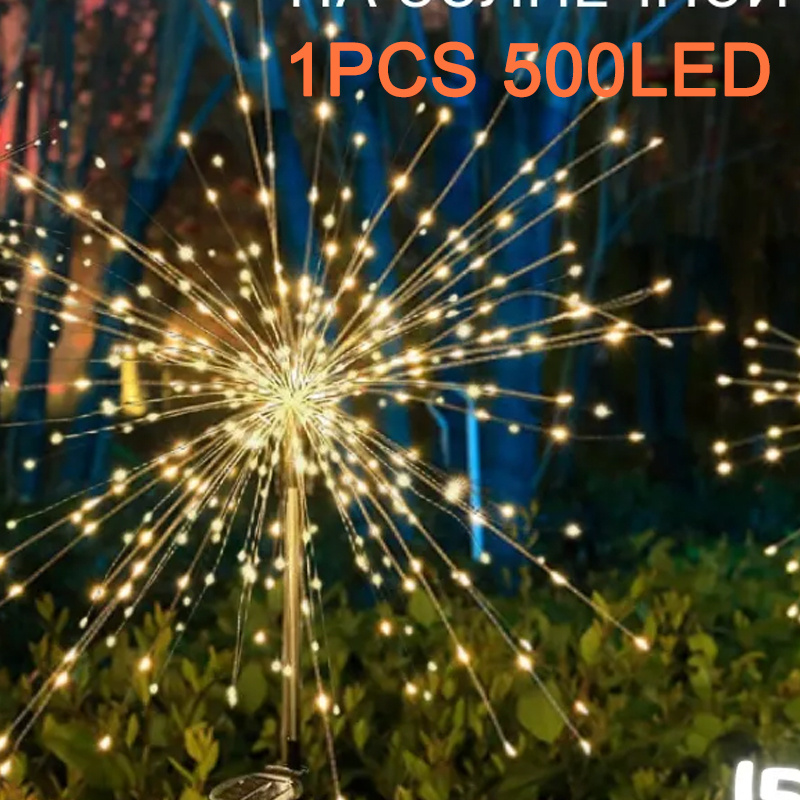 Image of 1pc Of 500led/260led Solar Fireworks Lights, Suitable For Decorating Lawns, Yards, And . An For Garden Parties, Weddings, Christmas, Halloween, Thanksgiving, And Other Wedding Decorations