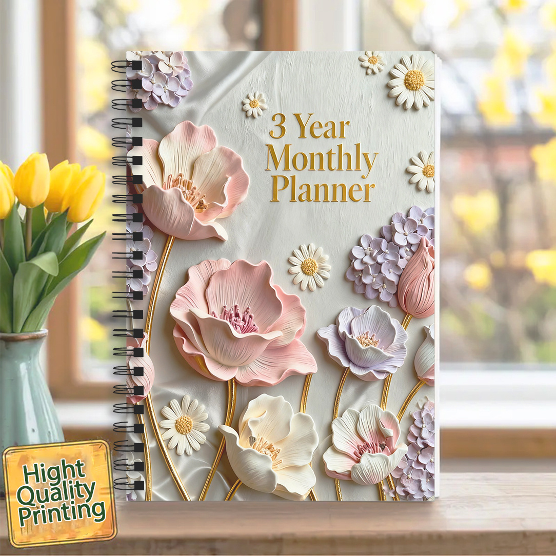 TEMU 1-bound -year (2026-2028) Planner With Monthly & Annual Layouts, Goal & To-do List - 3-section Suitable For Home, Office, - Planner For Women, Teachers, Students - Gift, 5.5x8.3"