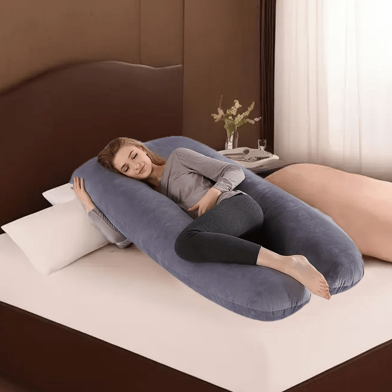 1pc Maternity U-Shaped Lumbar Pillow - Thick Support Cushion for the Lower Back, Comfortable Neck Pillow, Island Sea Island Cotton, Machine Washable, Gray, Maternity Cushion, Suitable for 25 Scenarios